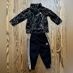 adidas Black and Gold Infant Matching Set Tracksuit